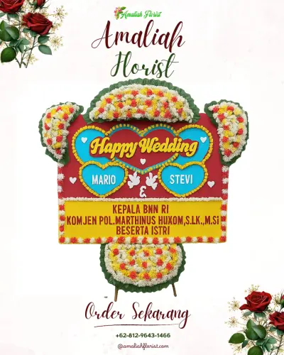 Karangan Papan Bunga Pernikahan di Karas